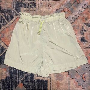 Urban Outfitters Green High-Waisted Nylon Shorts w/ Elastic Tie + Back Pockets
